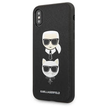 Заредете изображение във визуализатора на галерията – Karl Lagerfeld Saffiano Karl&amp;Choupette Head case for iPhone X/XS - black
