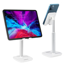 Заредете изображение във визуализатора на галерията – Choetech H035 aluminum stand for a phone or tablet with adjustment - white and silver
