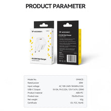 Заредете изображение във визуализатора на галерията – Wozinsky CMWCS USB-C PD 20W wall charger - white
