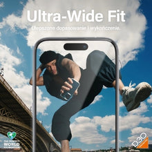 Заредете изображение във визуализатора на галерията – PanzerGlass Matrix Ultra-Wide-Fit hybrid glass for iPhone 15 with positioner
