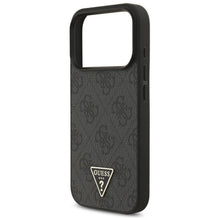 Заредете изображение във визуализатора на галерията – GUESS case for IPHONE 17 Pro compatible with MagSafe GUHMP17LP4TSDPPSK (4G PU W/ Strap Triangle Logo) black
