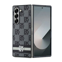 Заредете изображение във визуализатора на галерията – DKNY case for SAMSUNG Z Fold 6 DKHCZFD6PCPTSSK (HC PU Chequered Pattern W/ Printed Stripes) black
