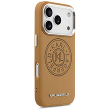 Заредете изображение във визуализатора на галерията – KARL LAGERFELD case for IPHONE 17 Pro Max compatible with MagSafe KLHMP17XPSKRPMW (PU W/ Point &amp; Metal Logo) brown
