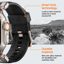 Заредете изображение във визуализатора на галерията – Spigen Durapro Armor PU Strap for Apple Watch 4/5/6/7/8/9/SE/Ultra 1/2 (42 / 44 / 45 / 49 mm) - Black

