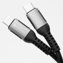 Заредете изображение във визуализатора на галерията – FORCELL F-ENERGY C263 cable Type C to Type C QC4.0 PD 5A 240W Cafule 0,25 m black
