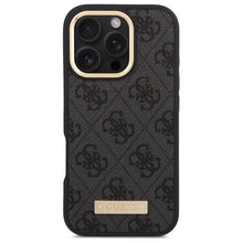 Заредете изображение във визуализатора на галерията – GUESS case for IPHONE 16 Pro Max compatible with MagSafe GUHMP16XU4GPRK (PU 4G Logo Plate) black
