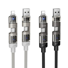 Заредете изображение във визуализатора на галерията – Cable 4in1 USB A/C to USB C/Lightning Hoco 240W 1,2 m U151 black
