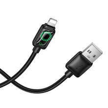 Заредете изображение във визуализатора на галерията – Cable with LCD USB A to Lightning Hoco 2,4A 1,2 m U146 black
