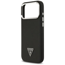 Заредете изображение във визуализатора на галерията – GUESS case for IPHONE 17 Pro compatible with MagSafe GUHMP17LPGTSPSK (Grained PU Triangle Logo) black
