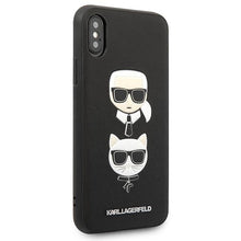 Заредете изображение във визуализатора на галерията – Karl Lagerfeld Saffiano Karl&amp;Choupette Head case for iPhone X/XS - black
