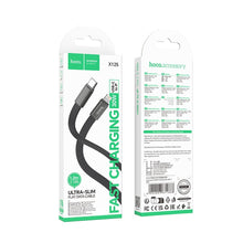 Заредете изображение във визуализатора на галерията – Flat Cable USB C to Lightning Hoco PD 30W 1 m X125 black
