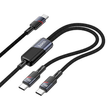 Заредете изображение във визуализатора на галерията – Cable 2in1 USB C to USB C / USB C Hoco 5A 100W 1,2 m U139 black
