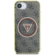 Заредете изображение във визуализатора на галерията – GUESS case for IPHONE 16e (SE 4 2025) compatible with MagSafe GUHMPSE4HG4PRTGW (IML Metal Glitter 4G Circle Triangle) brown
