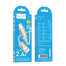Заредете изображение във визуализатора на галерията – Cable USB A to Lightning Hoco 2,4A 1 m X117 gold
