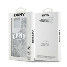 Заредете изображение във визуализатора на галерията – DKNY case for IPHONE 15 Pro DKHCP15LLBNAET (DKNY HC Liquid Glitters W/Arch Logo) white
