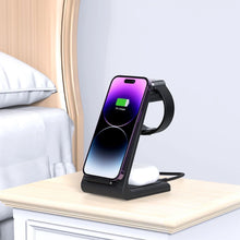 Заредете изображение във визуализатора на галерията – Tech-Protect A8 10W inductive charger in the form of a 3-in-1 stand for smartphone / headphones / smartwatch - black
