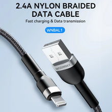 Заредете изображение във визуализатора на галерията – Wozinsky WNBAL1 USB-A / Lightning 2.4A cable 1 m - black
