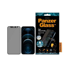 Заредете изображение във визуализатора на галерията – PanzerGlass E2E Microfracture Antibacterial Privacy Glass with Camera Protector for iPhone 12 Pro Max - With Black Frame
