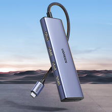 Заредете изображение във визуализатора на галерията – HUB Ugreen CM511 20956A 6in1 USB-C - HDMI / 3x USB-A 3.0 / SD/TF card reader - gray
