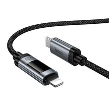 Заредете изображение във визуализатора на галерията – Data Cable with digital display USB C to Lightning Hoco PD 27W 1,2 m U148 black
