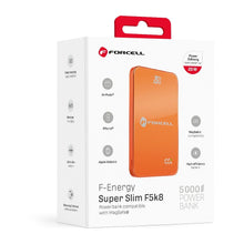 Заредете изображение във визуализатора на галерията – Powerbank compatible with MagSafe Forcell F-Energy SuperSlim F5K8 QC4.0 PD3.0 15W 5000 mAh orange
