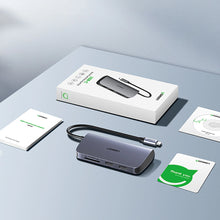 Заредете изображение във визуализатора на галерията – Ugreen CM179 9in1 USB-C - 3x USB-A 3.0 / HDMI / VGA / RJ45 / TF / SD card reader / USB-C adapter - gray
