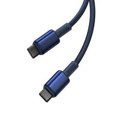 Заредете изображение във визуализатора на галерията – Baseus Tungsten Gold USB-C / USB-C cable 100W 1m - navy blue
