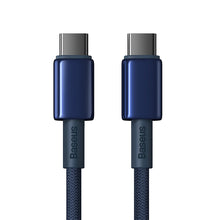Заредете изображение във визуализатора на галерията – Baseus Tungsten Gold USB-C / USB-C 100W 2m cable - navy blue
