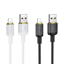 Заредете изображение във визуализатора на галерията – Cable USB A to Lightning Hoco 2,4A 1 m X128 Benefit black

