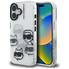 Заредете изображение във визуализатора на галерията – KARL LAGERFELD case for IPHONE 16 KLHCP16SHMCHKCT (IML Multi K&amp;C Head Pattern)
