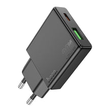 Заредете изображение във визуализатора на галерията – HOCO slim wall charger USB A + Type C PD QC3.0 3A 20W N38 black
