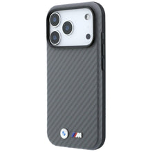 Заредете изображение във визуализатора на галерията – BMW case for IPHONE 18 Pro Max/17 Pro Max compatible with MagSafe (Carbon Metal Logo) grey 
