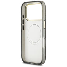 Заредете изображение във визуализатора на галерията – GUESS case for IPHONE 17 Pro Max compatible with MagSafe GUHMP17XHFLPEDK (IML Metal Glitter Flowers Triangle) black
