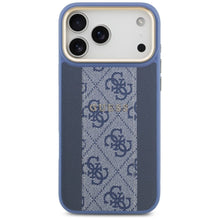 Заредете изображение във визуализатора на галерията – GUESS case for IPHONE 17 Pro Max compatible with MagSafe GUHMP17XPG4SEMCB (PU W/ 4G Stripe) blue
