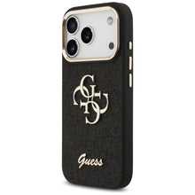 Заредете изображение във визуализатора на галерията – GUESS case for IPHONE 17 Pro GUHCP17LHG4SGCK (Fixed Glitter Big 4G Metal Frame) black
