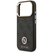 Заредете изображение във визуализатора на галерията – GUESS case for IPHONE 17 Pro compatible with MagSafe GUHMP17LP4GRMDEK (PU W/ 4G Strass Logo) black
