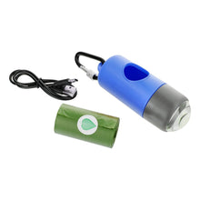 Заредете изображение във визуализатора на галерията – Dog excrement bag dispenser with carabiner and flashlight LLFG24033 blue
