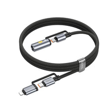 Заредете изображение във визуализатора на галерията – HOCO cable All-in-one Type C / Lightning to Type C / Cigarette lighter PD 3A 60W U138 1,2 m grey
