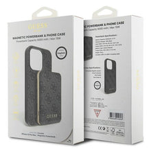Заредете изображение във визуализатора на галерията – Guess 4G Metal Logo Case Set for iPhone 15 Pro Max + 5000mAh MagSafe Powerbank - Black
