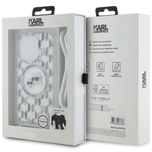 Заредете изображение във визуализатора на галерията – Karl Lagerfeld IML Crossbody Monogram Karl &amp; Choupette Head MagSafe Case for iPhone 15 Pro Max - Transparent
