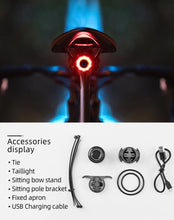Заредете изображение във визуализатора на галерията – Rockbros Q3 rear bicycle lamp with intelligent stop system - black
