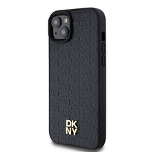 Заредете изображение във визуализатора на галерията – Original Case DKNY hardcase Leather Monogram Pattern Metal Logo MagSafe DKHMP15MPSHRPSK for Iphone 15 Plus/14 Plus black
