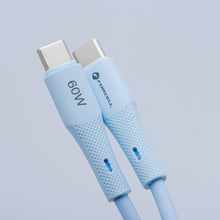 Заредете изображение във визуализатора на галерията – FORCELL F-ENERGY C347 cable Type C to Type C QC4.0 PD 5A 100W Silicone 1 m blue
