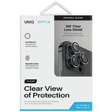 Заредете изображение във визуализатора на галерията – Uniq Optix Clear Camera Lens Protector for iPhone 15 Pro camera lens with applicator - transparent
