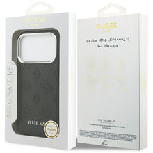 Заредете изображение във визуализатора на галерията – GUESS case for IPHONE 17 Pro compatible with MagSafe GUHMP17LPSPOSSSK (PU W/ Peony Hot Stamp Script) black
