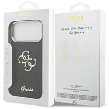 Заредете изображение във визуализатора на галерията – GUESS case for IPHONE 17 Pro Max GUHCP17XHG4SGCK (Fixed Glitter Big 4G Metal Frame) black
