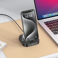 Заредете изображение във визуализатора на галерията – HOCO desktop charger 2in1 Type C + wireless charging 5W PD QC 3A 30W CQ16B black
