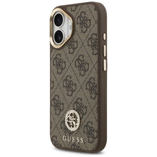 Заредете изображение във визуализатора на галерията – GUESS case for IPHONE 17 compatible with MagSafe GUHMP17SP4GRMDEW (PU W/ 4G Strass Logo) brown
