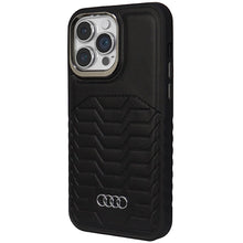 Заредете изображение във визуализатора на галерията – Audi Synthetic Leather case with MagSafe for iPhone 14 Pro Max - black
