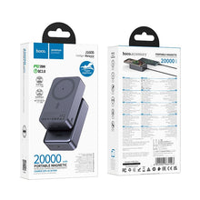 Заредете изображение във визуализатора на галерията – Powerbank compatible with MagSafe 20000 mAh QC PD 2A 20W Hoco J160B metal gray
